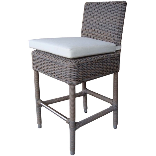 Outdoor Boca Counter Stool in Kubu Grey All Weather Wicker w/ Outdoor Cushion